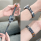 适用applewatch卡通小狗牛仔撞色皮质表带iWatchS10/9/8/7/6/se2复古做旧小蛮腰苹果手表ultra星星小众腕带女