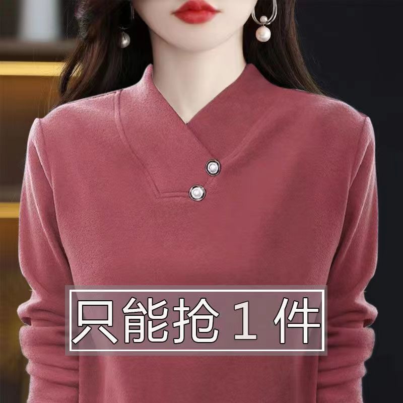 清仓捡漏亏本特价处理~T恤女2023春秋款上衣中年妈妈加绒加厚秋季