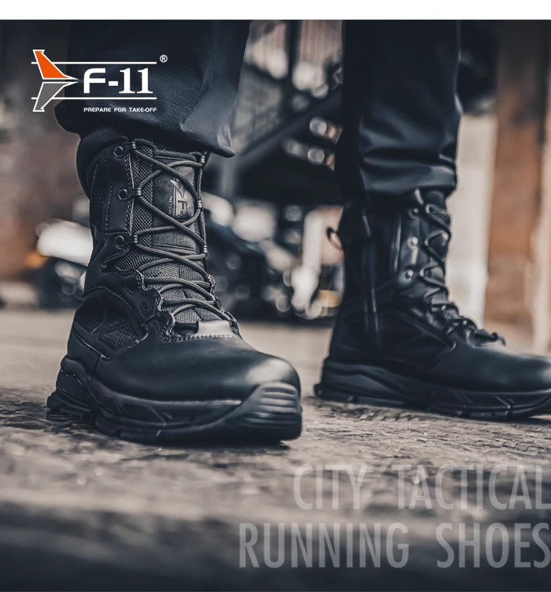 F11正品绝影高帮战术跑鞋全粒面头层皮轻便透气减震拉链作战靴