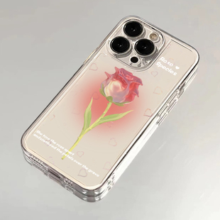 艺术晕染花朵适用iphone14promax苹果15手机壳xr郁金香xs玫瑰花iphone12新款13pro高级感华为mate60pro保护套