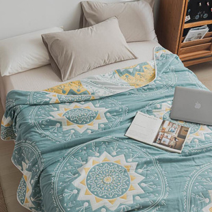 纯棉六层纱布毛巾被夏季办公室午睡小毯子沙发薄盖毯空调被子毛毯