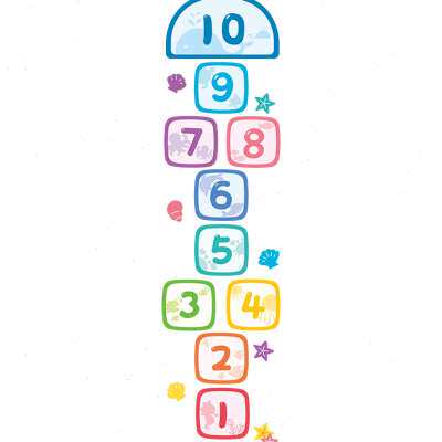 幼儿园跳格子跳房子贴纸卡通数字儿童房地面装饰墙贴画小脚丫地贴