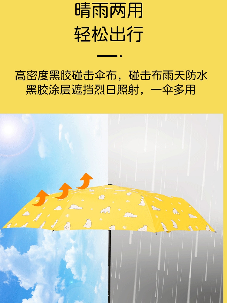 雨伞遮阳伞女可折叠便携防防紫外线晴雨两用四季太阳伞黑胶防风