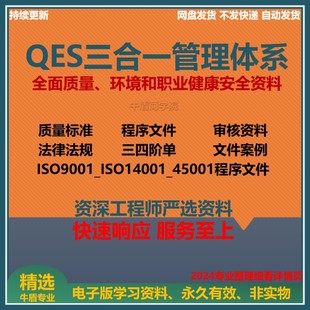 QES质量体系ISO三合资料审核评审9001/14001/45001程序文件表格