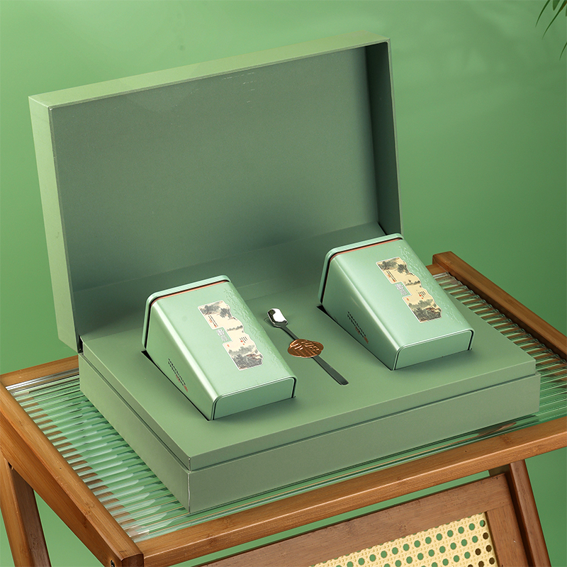 2023新款高档绿茶叶礼盒包装盒通用早茶明前龙井茶碧螺春空礼盒