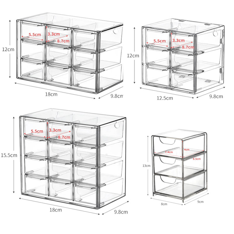 桌面镜柜透明亚克力收纳盒分格九宫格化妆品小杂物便签文具笔筒