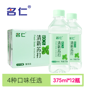 名仁苏打水清新苏打薄荷味375ml*12瓶装水矿泉苏打水饮料果味饮料