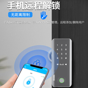 通通玻璃门密码锁单门双开门办公室专用有框无框智能指纹锁免开孔