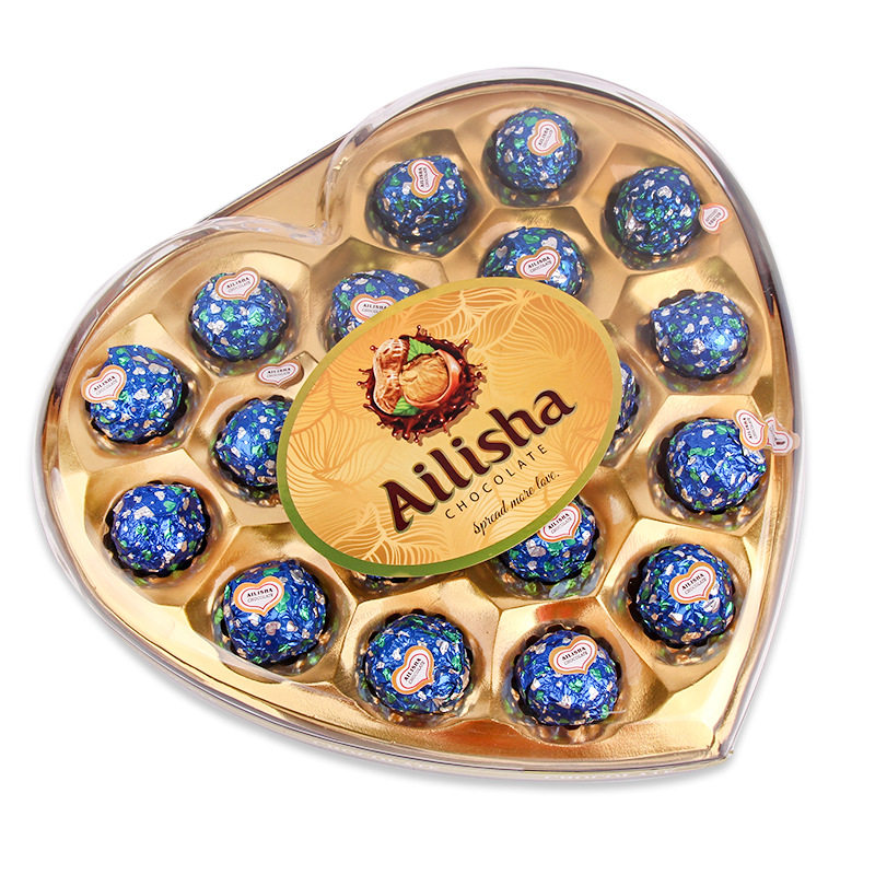 18粒爱心蓝色巧心形礼盒果仁巧克力七夕情人节礼盒装