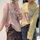 现货GARCON 25早春新品神鸟少年主题图案羊毛混纺印花轻薄T恤上衣