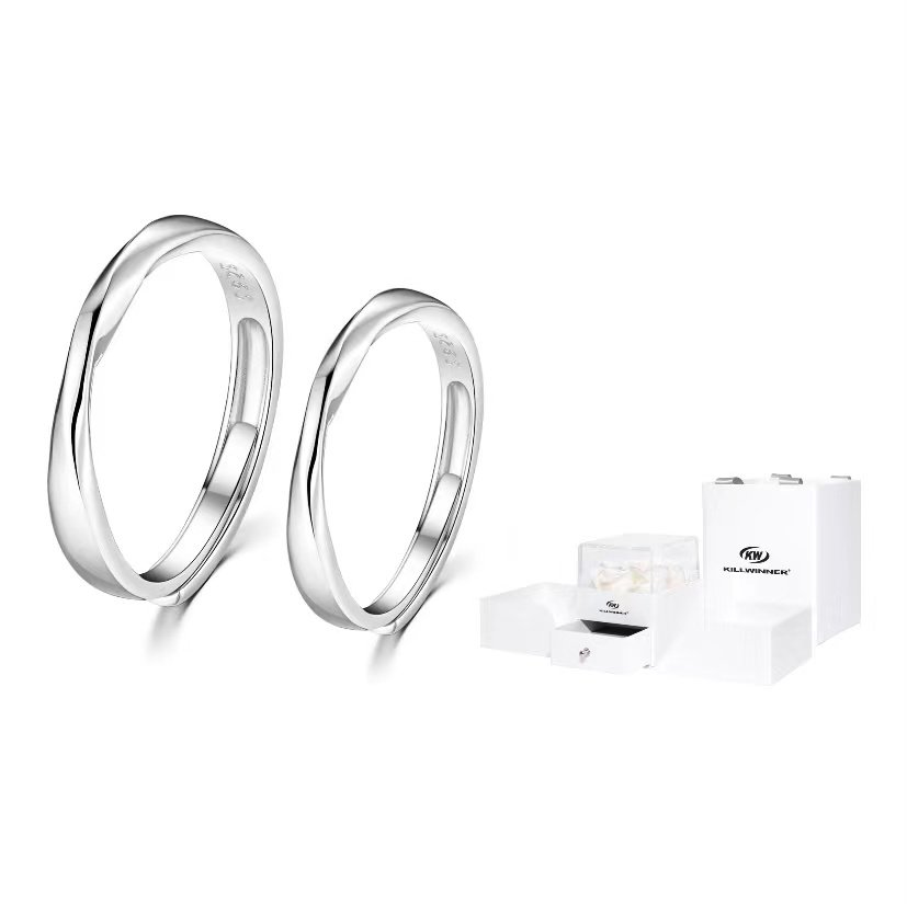 killwinner"环"s925简约银色衔尾蛇素圈开口可调戒指kw