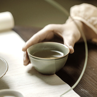 国风茶馆龙泉越窑青瓷禅心主人杯功夫茶具大号容量茶杯单杯茶碗品