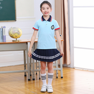 儿童校服套装夏季幼儿园园服夏季小学生英伦风纯棉班服毕业服短袖