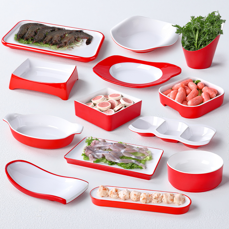 密胺火锅餐具网红餐厅烤肉配菜盘子餐馆自助餐塑料凉菜蘸料碟商用
