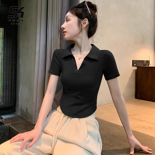 短袖t恤女2024年夏季新款纯棉时尚休闲百搭宽松显瘦黑色半袖上衣