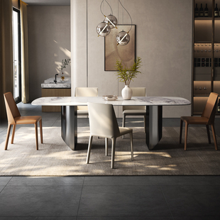 DEEVINCI意式岩板餐桌椅组合超晶石高端现代简约轻奢家用长方形桌