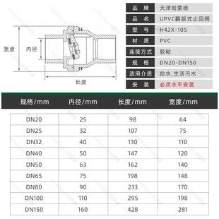 水泵用止回阀下水道管道水管pvc单向阀鱼缸止流阀停电防回流25 40