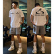 美式重磅纯棉印花t恤男士短袖夏季新款白色简约慵懒感ins半袖上衣