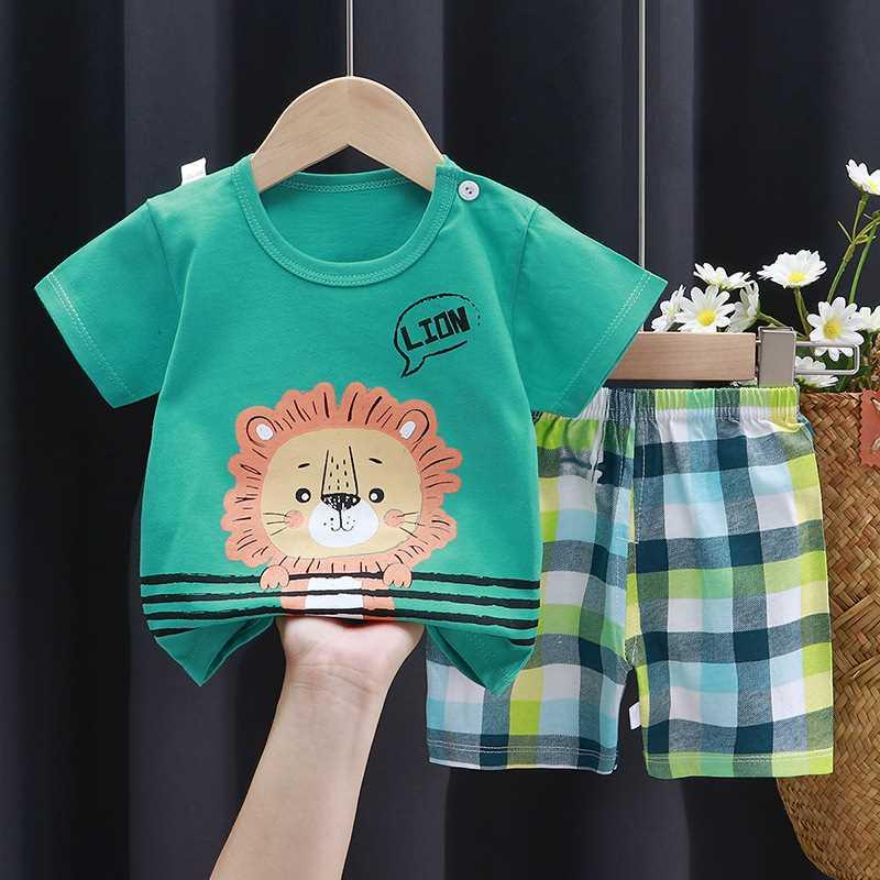 2022 Cool Boy Clothing For Summer Green Lion T-shirt +shorts