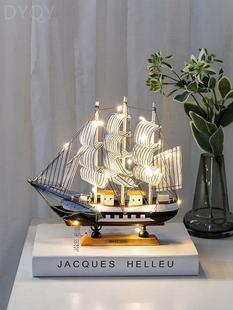 帆船模型摆件一帆风顺女生礼物实木小木客厅酒柜书柜摆设创意装饰
