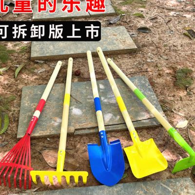 儿童沙滩铲大号园艺玩具小铁铲子花锄耙子园林工具表演套装赶海