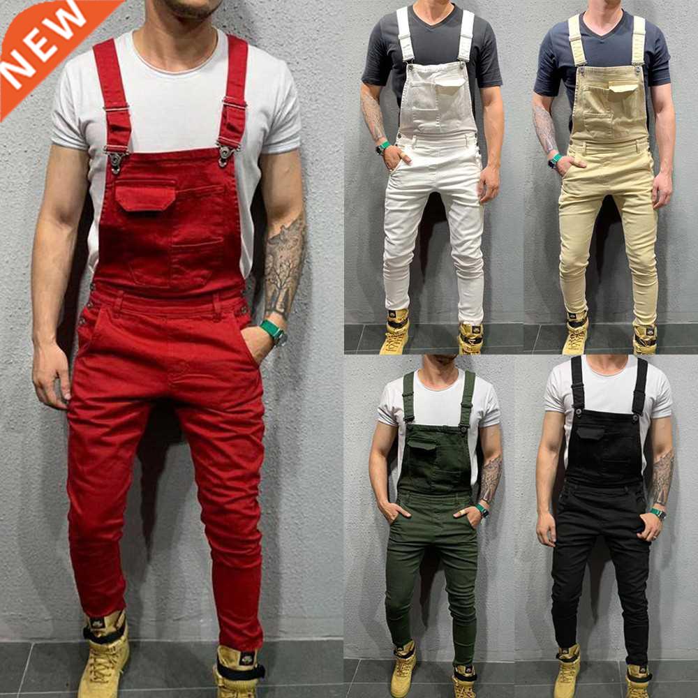 Mens Jeans Overalls Denim Dungaree Bib Overalls Male Jumpsui