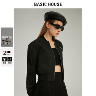 Basic House/百家好棒球服短款外套女设计感小众2024春季新款夹克