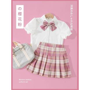 女童jk套装制服夏季儿童学院风裙子百褶裙学生校园园服班服表演服