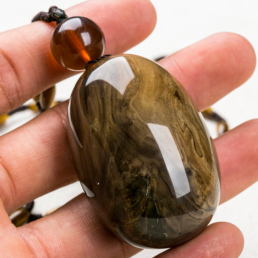 38.7g(带链) 天恒 天然缅甸琥珀 蜜蜡褐色【裸料】挂件