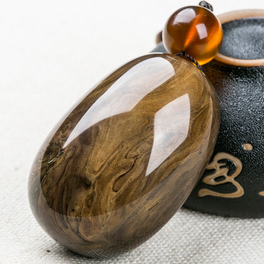 38.7g(带链) 天恒 天然缅甸琥珀 蜜蜡褐色【裸料】挂件