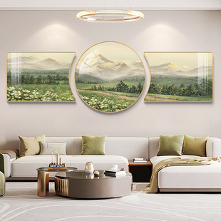 北欧风日照金山客厅装饰画山水风景背有靠山沙发背景墙三联画挂画
