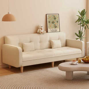 沙发小户型客厅2024新款奶油风猫抓布出租房双人位折叠沙发床两用