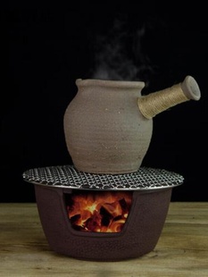 新品土陶罐煮茶 云南手工粗陶烤茶罐火塘炭火炉煮茶壶侧把土陶罐