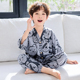 夏季儿童棉绸睡衣男童男孩七分袖家居服薄款女童宝宝绵绸空调套装