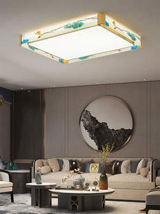 客厅吸顶灯珐琅彩新中式全铜轻奢水晶卧室灯现代房间中国风灯具