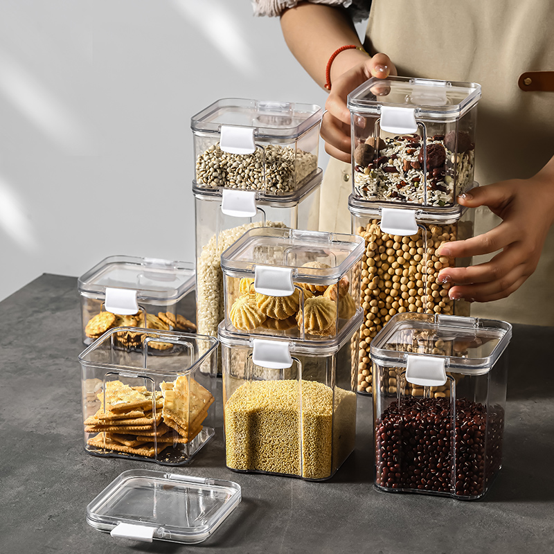 日式密封罐食品级密封盒透明厨房储物罐塑料储存罐子杂粮收纳盒子