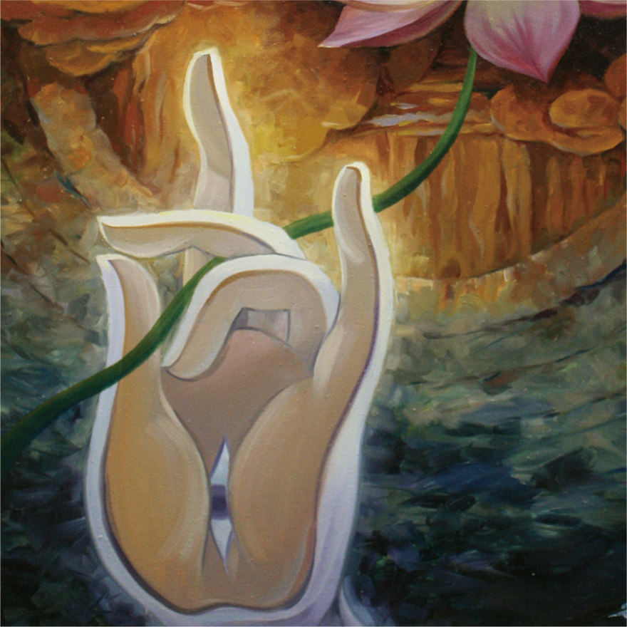 杨守源《佛手托莲》布面油画