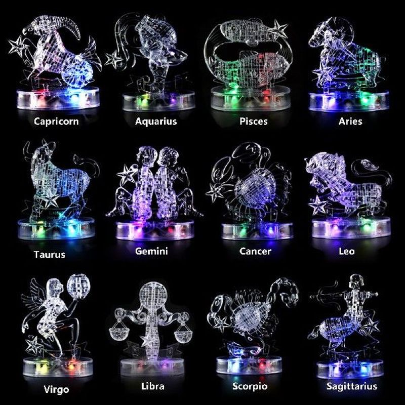 3D Crystal Puzzle Jig-saw Clear Twelve 12 Constellation