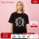 Juicy Couture橘滋2024新款女装夏季月影花香彩钻印花天鹅绒女T恤