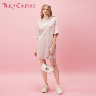 Juicy Couture橘滋2024早春日穿搭新款女装图案印花连帽连衣裙