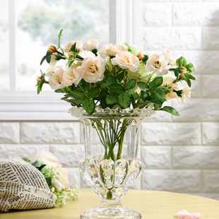 水晶高脚花瓶欧式落地水晶加厚玻璃花瓶客厅 插花水养花百合花瓶