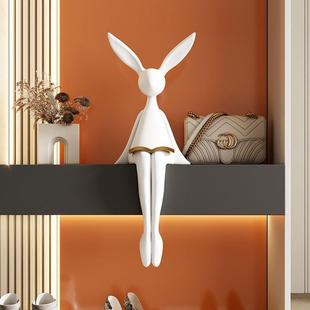 现代极简兔子坐姿摆件书房客厅电视柜酒柜样板间玄关家居创意装饰