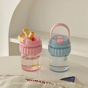 ins2024新款水杯夏天设计感便携可爱小众吸管杯子女高颜值塑料杯