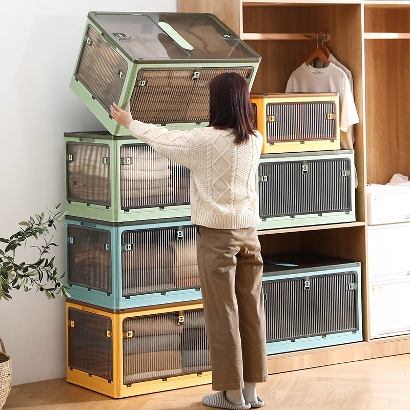 德国五开门衣服收纳箱透明家用衣柜可折叠储物盒大容量书籍整理柜
