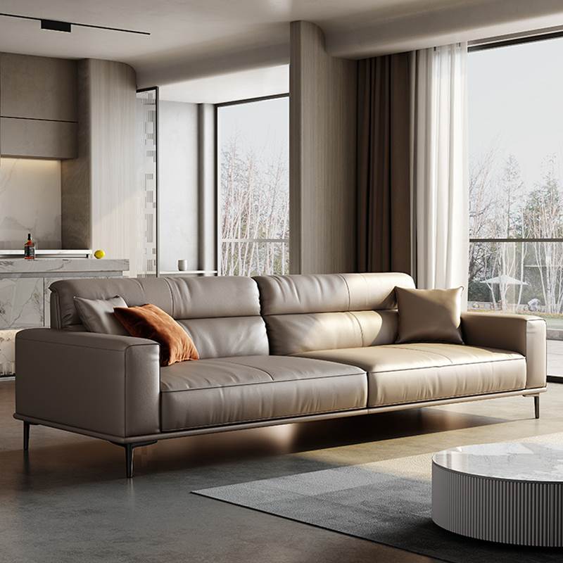 欧派官方意式极简轻奢高靠背真皮沙发头层牛皮现代小户型客厅直排