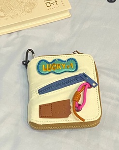 小钱包可爱毛绒短新款卡包一体防消磁高颜值ins韩版拉链小众设计