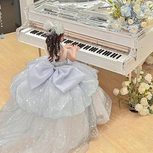 2024儿童礼服女童高端洋气拖尾公主裙轻奢生日模特走秀钢琴演出服