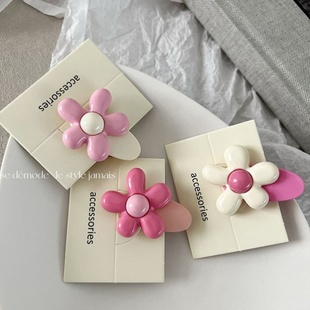 夏季韩版时尚可爱粉色小众花朵发夹刘海前额碎发夹子发卡饰品发饰