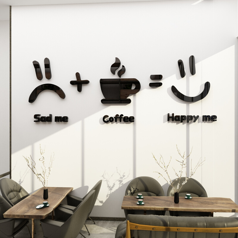 网红咖啡厅馆奶茶店墙壁装饰创意摆件贴纸画玻璃门甜品背景面布置