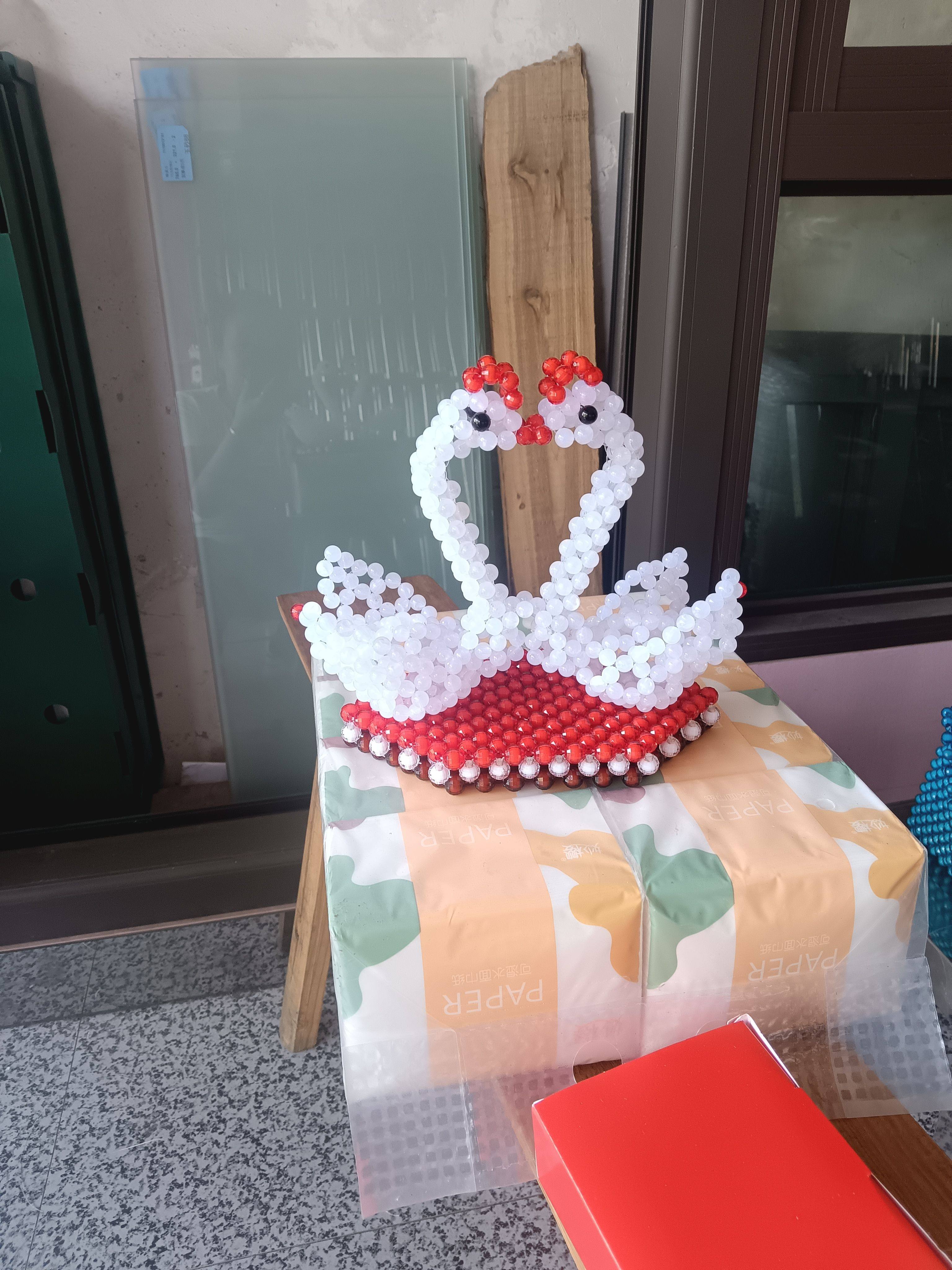 手工串珠双天鹅成品